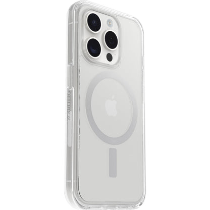 OtterBox - Funda transparente para iPhone 15 Pro (solo para iPhone 15) serie Symmetry (transparente), se ajusta a MagSafe, ultra elegante, bordes elevados que protegen la cámara y la visualización (se