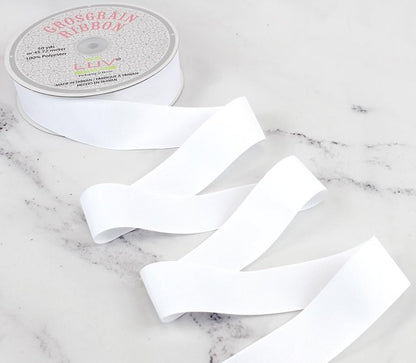 Creative Ideas Solid Grosgrain Ribbon, 1-1/2-Inch by 50-Yard, White