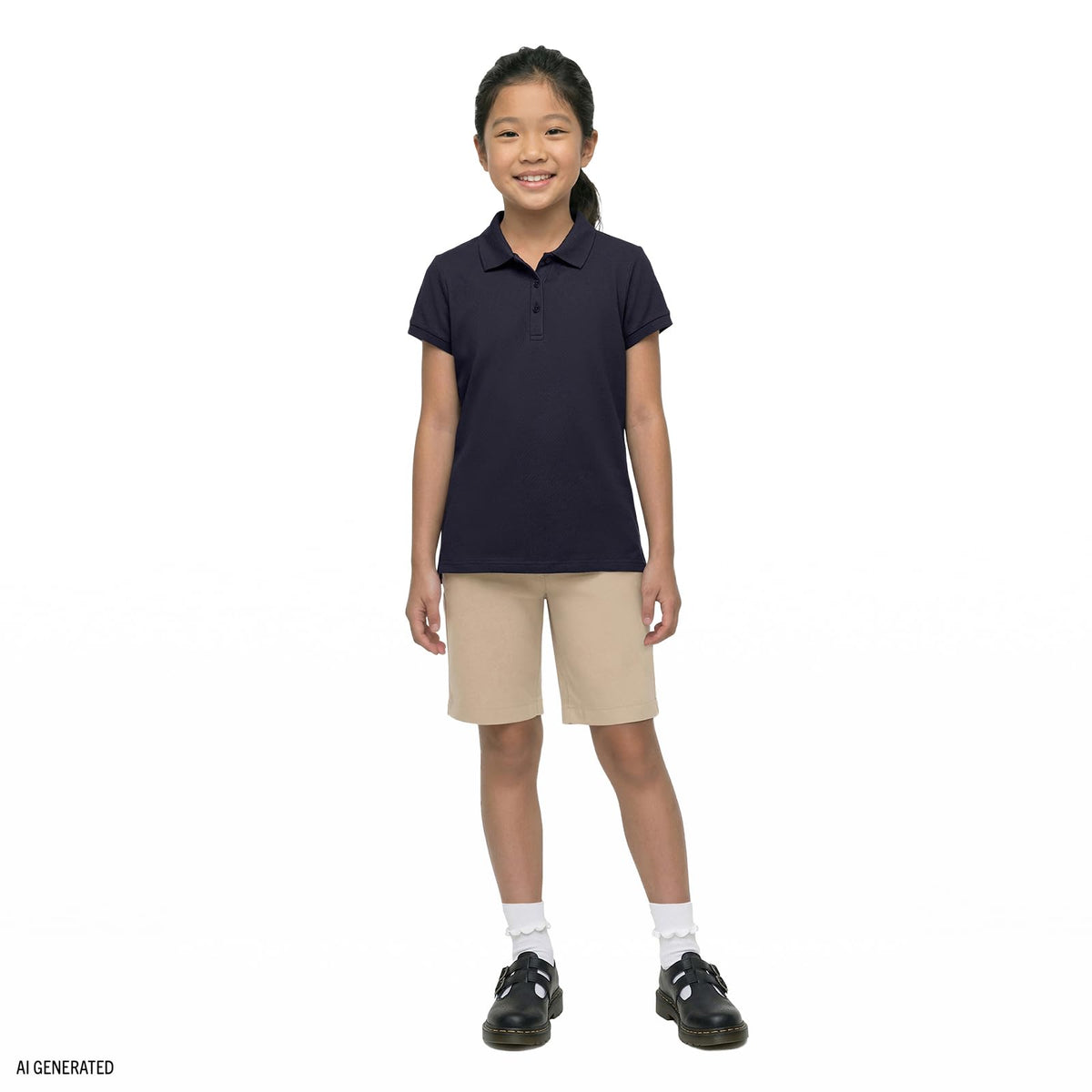 Izod Polo de Manga Corta Entrelazado para Uniforme Escolar Camisa de Polo para Niñas
