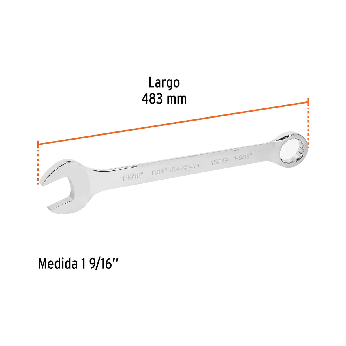 Truper Expert LL-2050, Llave combinada extralarga, estándar 1 9/16"