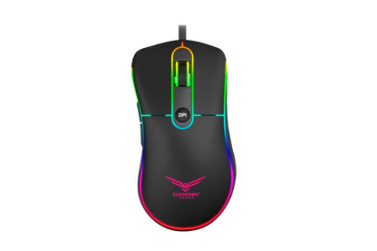 Gaming Naceb Mouse Gamer Retroiluminado NA-0933 RGB con Cable USB - Mouse Ergonómico dpi Ajustable hasta 3200 con 4 Botones Programables para PC Gaming - Negro