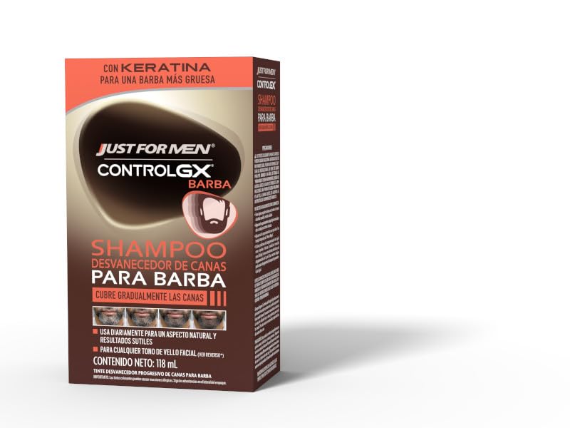 Just For Men Control GX Shampoo Desvanecedor Canas, Barba y Bigote, 118ml