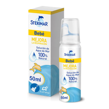 Stérimar Solución Humidificante Nasal Bebé 50 ml. | Mejora la Respiración. Para la Higiene y Limpieza Diaria. Con Boquilla Pediátrica de Seguridad. Facilita la Alimentación.