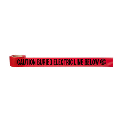 Scotch Barricade Tape 300, impreso con texto "precaución", 7,6 cm de ancho, 1000 pies de longitud (paquete de 1), Texto "Cuidado: línea eléctrica soterrada" ("Caution Buried Electric Line Below"), 7,62 cm (3 pulgadas) x 91,4 m (300 pies), Rojo, Printed wi