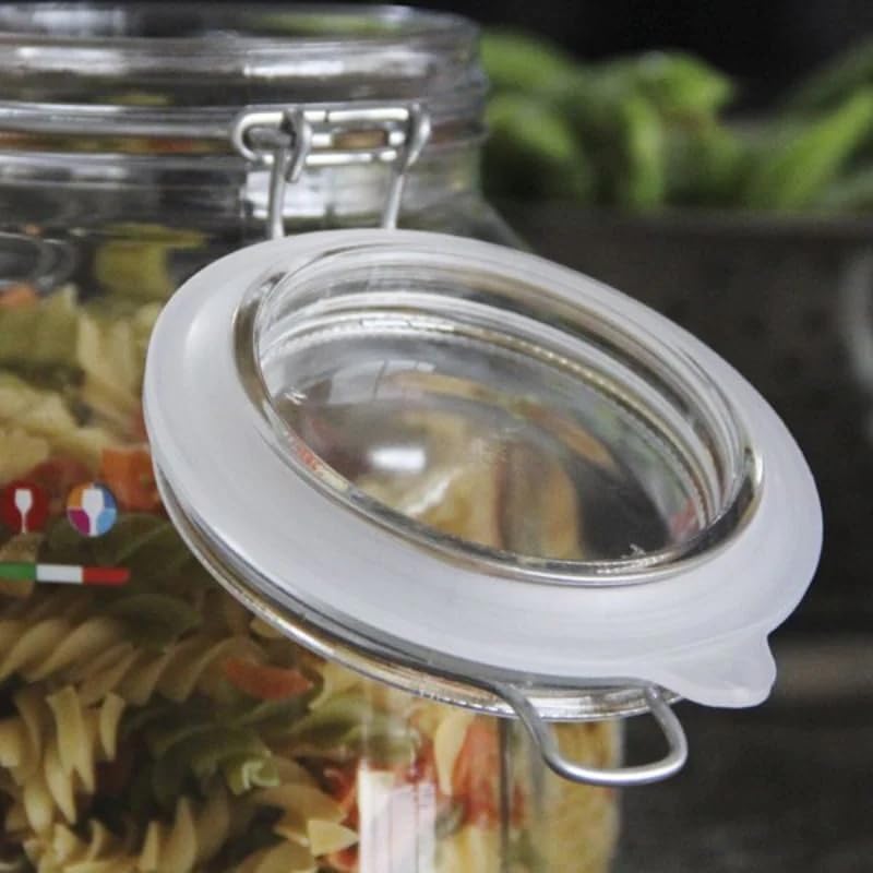 Borgonovo Primizie - Contenedor De Vidrio De 4250 Ml. Cristalería Italiana con Tapa Hermética Recipiente de Almacenamiento Alimentos Para Especias