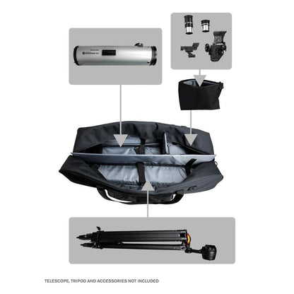 Celestron 94025 - Kit Completo de Bolsa telescópica de 40 Pulgadas, Funda de Almacenamiento y Transporte para telescopio, Montaje, trípode y Accesorios con Paredes internas Acolchadas configurables y