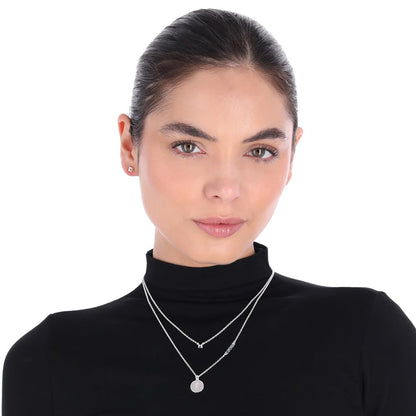 DKNY Collar Y Aretes Plateado Circular H25 | Mediano, Box Set, Gancho Francés, Joyería Mujer