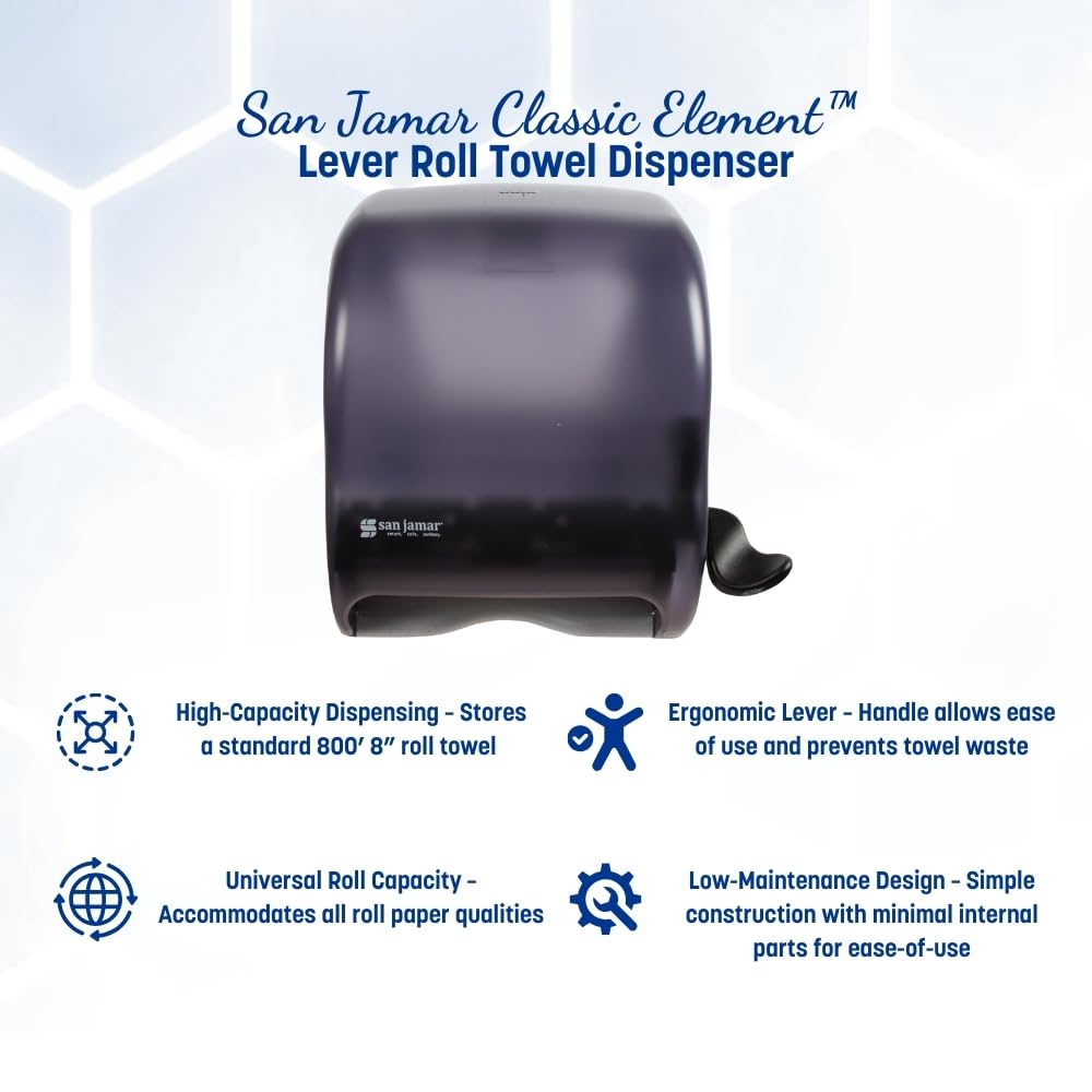 San Jamar Classic Element Dispensador de Toallas de plástico con Palanca, Color Negro Perla