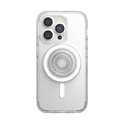 PopSockets - Funda para iPhone 15 Pro con Agarre Redondo para teléfono Compatible con MagSafe, Funda de teléfono para iPhone 15 Pro, Compatible con Carga inalámbrica, Transparente