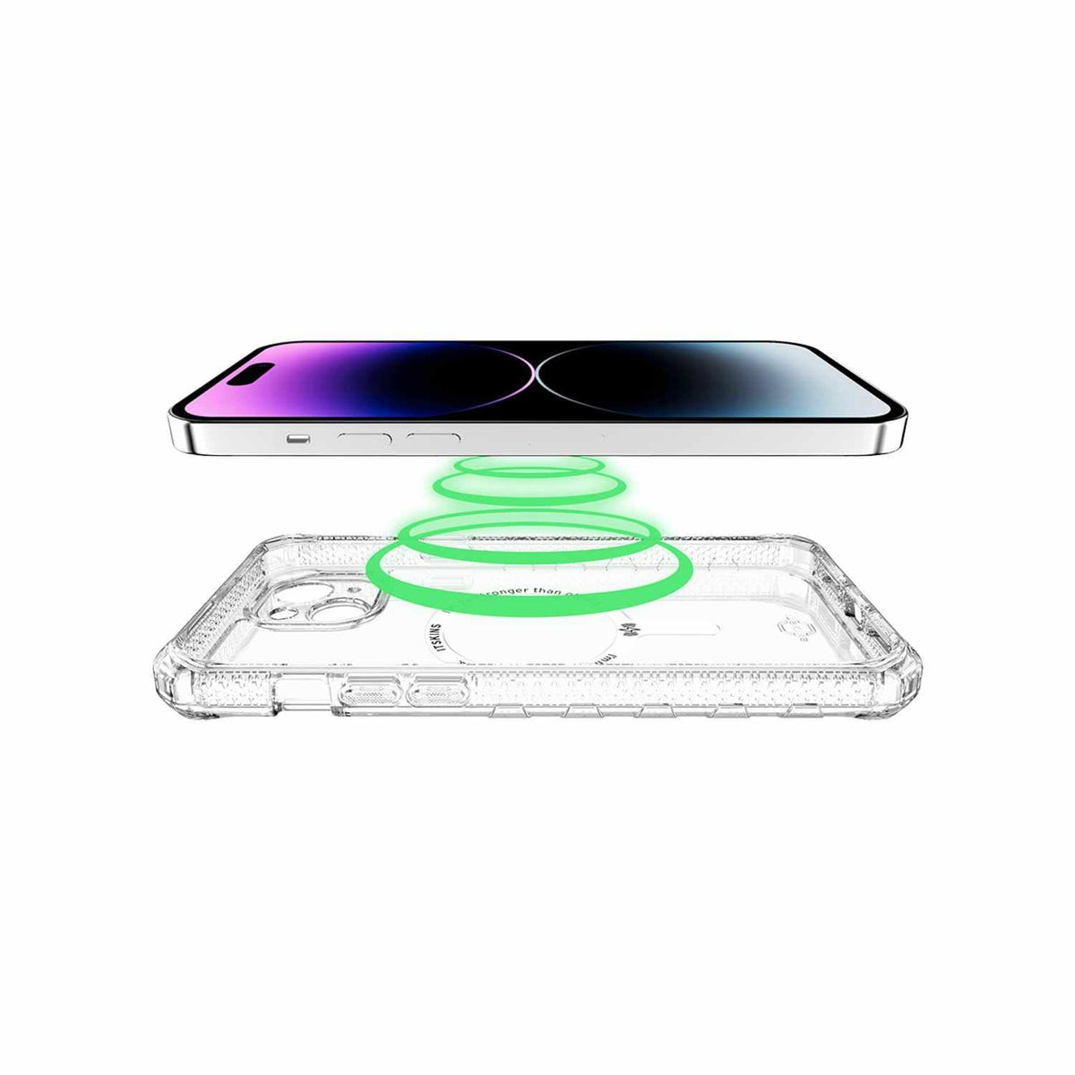 ItSkins Supreme R Clear Funda con MagSafe Compatible con iPhone 15, Protección Caídas 4.5m, Bordes Elevados, Defensa Antimicrobiana - Transparente