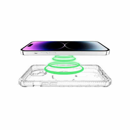 ItSkins Supreme R Clear Funda con MagSafe Compatible con iPhone 15, Protección Caídas 4.5m, Bordes Elevados, Defensa Antimicrobiana - Transparente