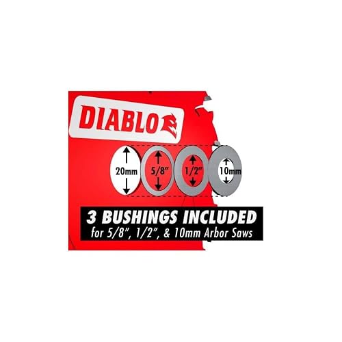 Diablo - Hoja de Sierra para Aluminio Medio, 5-3/8 Pulgadas de diámetro, 50 Dientes TCG, Eje de 20 mm, Borde de 0.61 Pulgadas, ángulo de Gancho de -5°, Placa de 0.39 Pulgadas, 14500 RPM máximas