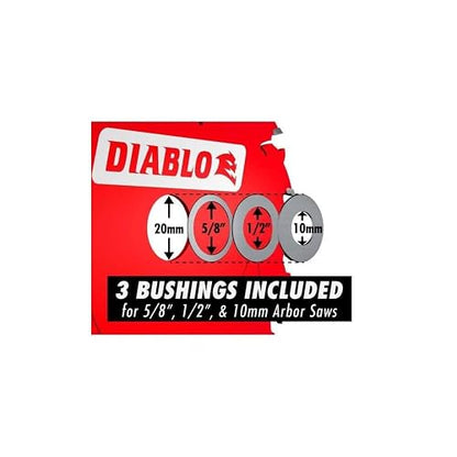 Diablo - Hoja de Sierra para Aluminio Medio, 5-3/8 Pulgadas de diámetro, 50 Dientes TCG, Eje de 20 mm, Borde de 0.61 Pulgadas, ángulo de Gancho de -5°, Placa de 0.39 Pulgadas, 14500 RPM máximas