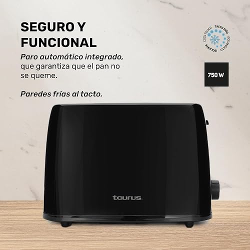 Tostador de Pan Taurus Capacidad de 2 Rebanadas Color Negro Modelo LUCER