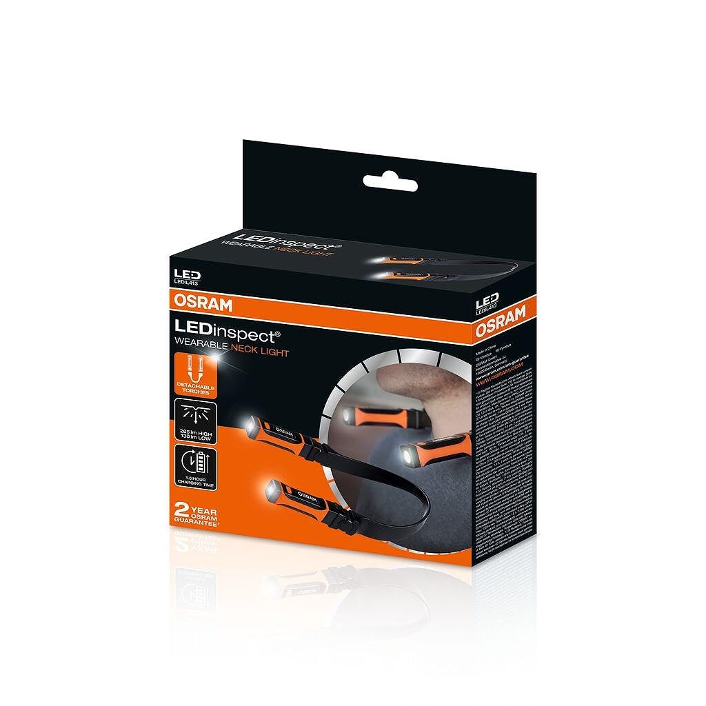 Osram Lámpara de Inspección LED Recargable 3.7 V para Cuello, Negro, LEDIL413