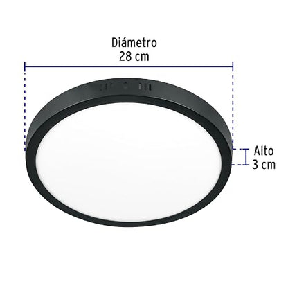 Volteck PLA-229L, Luminario de LED 24 W redondo tipo plafón luz de día color Blanco