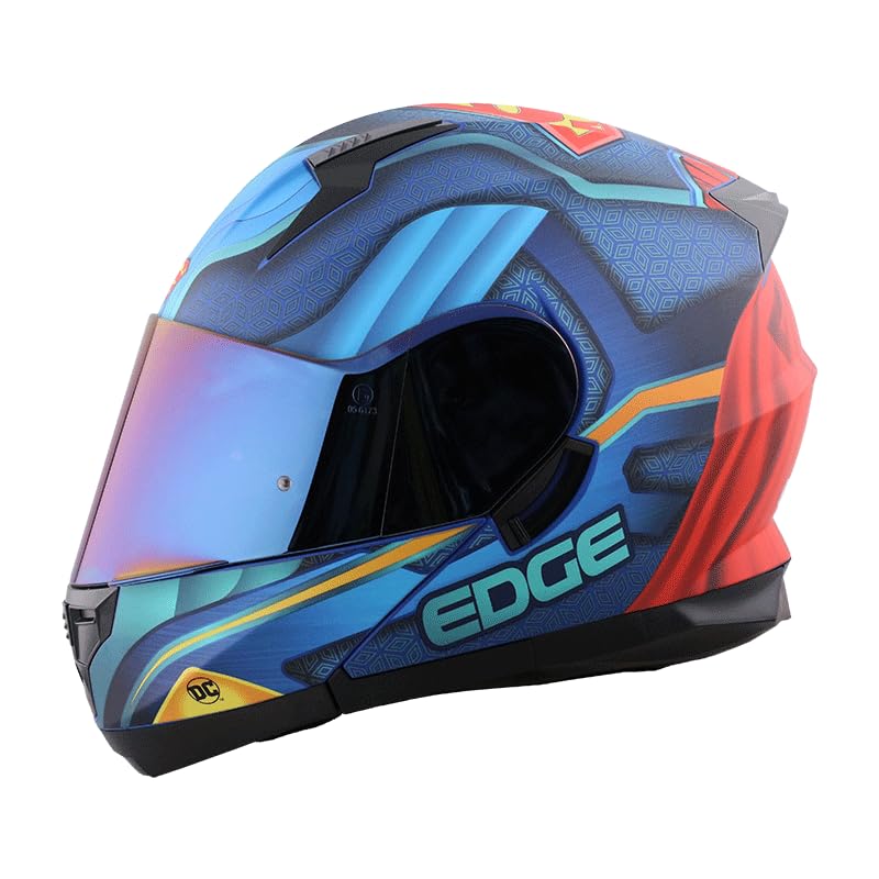Edge Casco Modular DC para Moto con Doble Visor Antivaho, Certificado DOT - G - SUPERMAN ABATIBLE