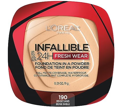 L'Oreal Paris, L´Oréal Paris, Base De Maquillaje En Polvo De Larga Duración, Infallible 24H Freshwear, Tono 190 Beige Sand, 9Gr