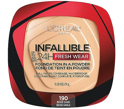 L'Oreal Paris, L´Oréal Paris, Base De Maquillaje En Polvo De Larga Duración, Infallible 24H Freshwear, Tono 190 Beige Sand, 9Gr