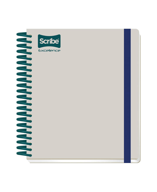 Scribe®, Excellence, Cuaderno Book, Pasta Dura, Espiral Sencillo, Raya, 100 hojas, Portada Gris/Azul