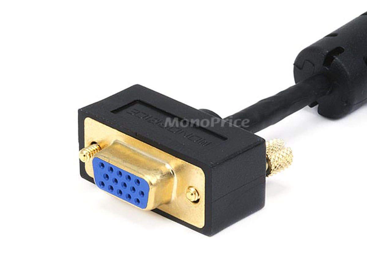 Mono Ultra Slim SVGA Super VGA M/F Monitor Cable - 25 Feet With Ferrites | 30/32AWG, Gold Plated Connector
