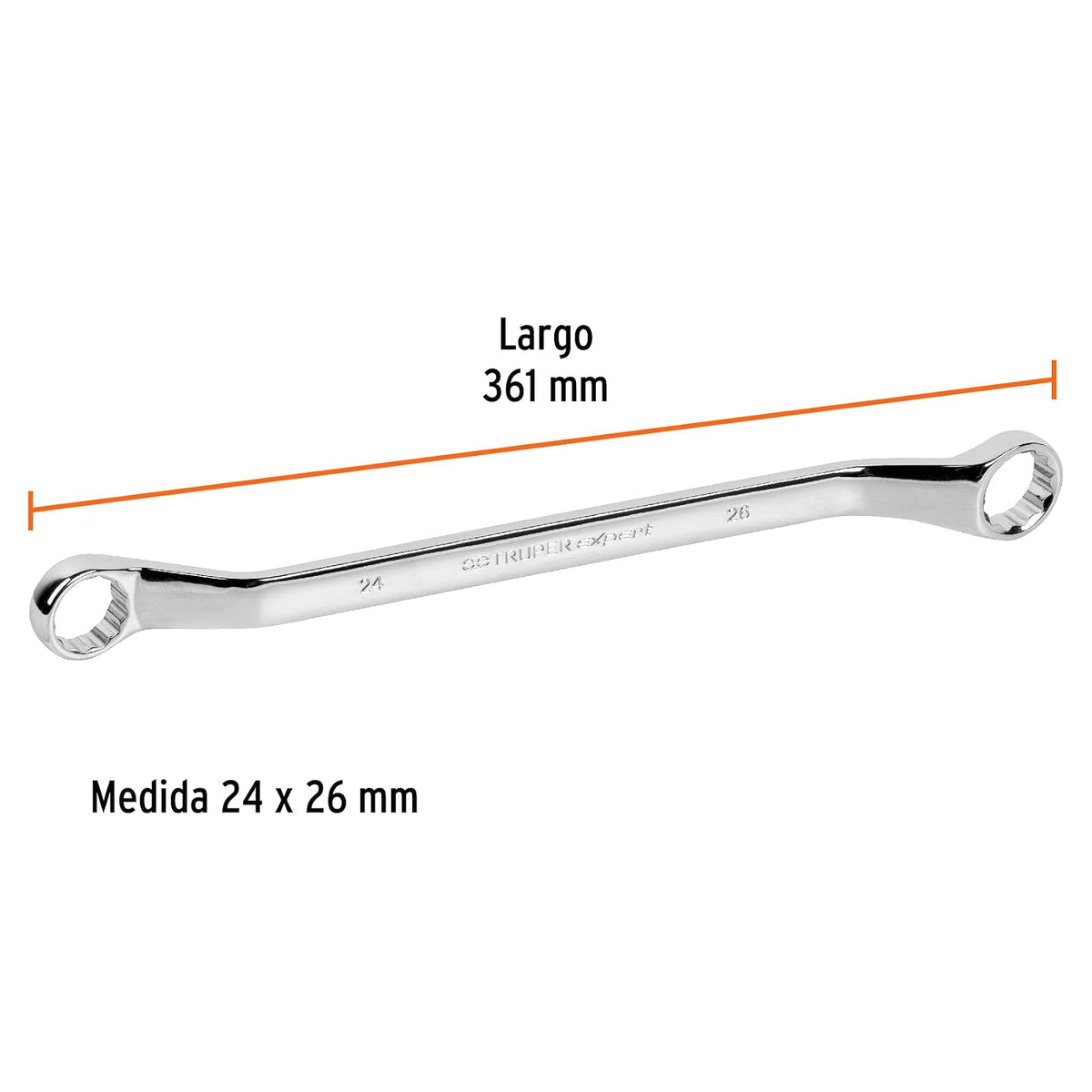 Truper Expert LL-82426, Llave de estrías, milimétrica, 24 x 26 x 361 mm