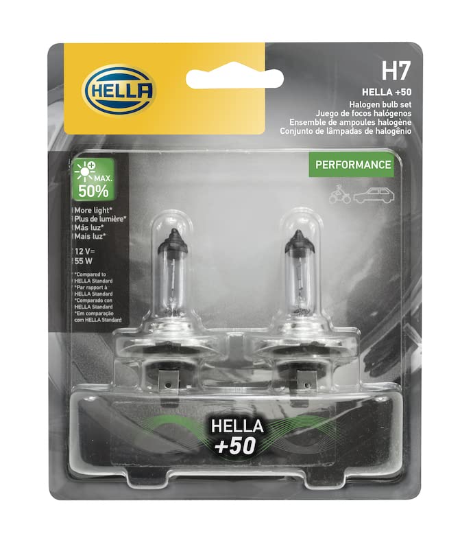 Hella H7P50TB Foco Halogénico H7 12 V 55 W +50%, Paquete de 2
