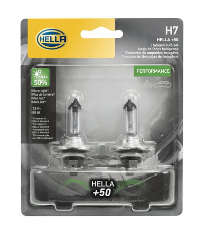 Hella H7P50TB Foco Halogénico H7 12 V 55 W +50%, Paquete de 2