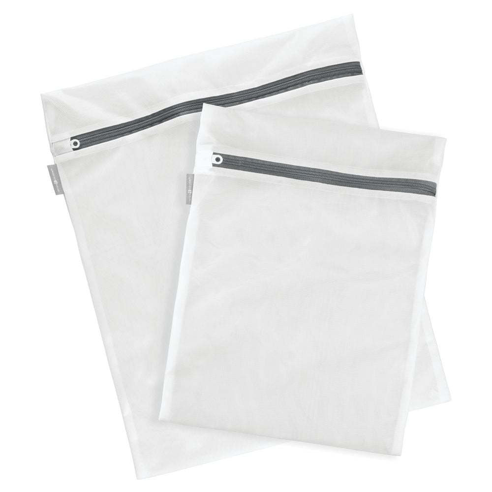 InterDesign 05960 Mesh Laundry Bags for Delicates in-Wash Cleaning, Bras, Underwear, White, Medium/Large, Set of 2