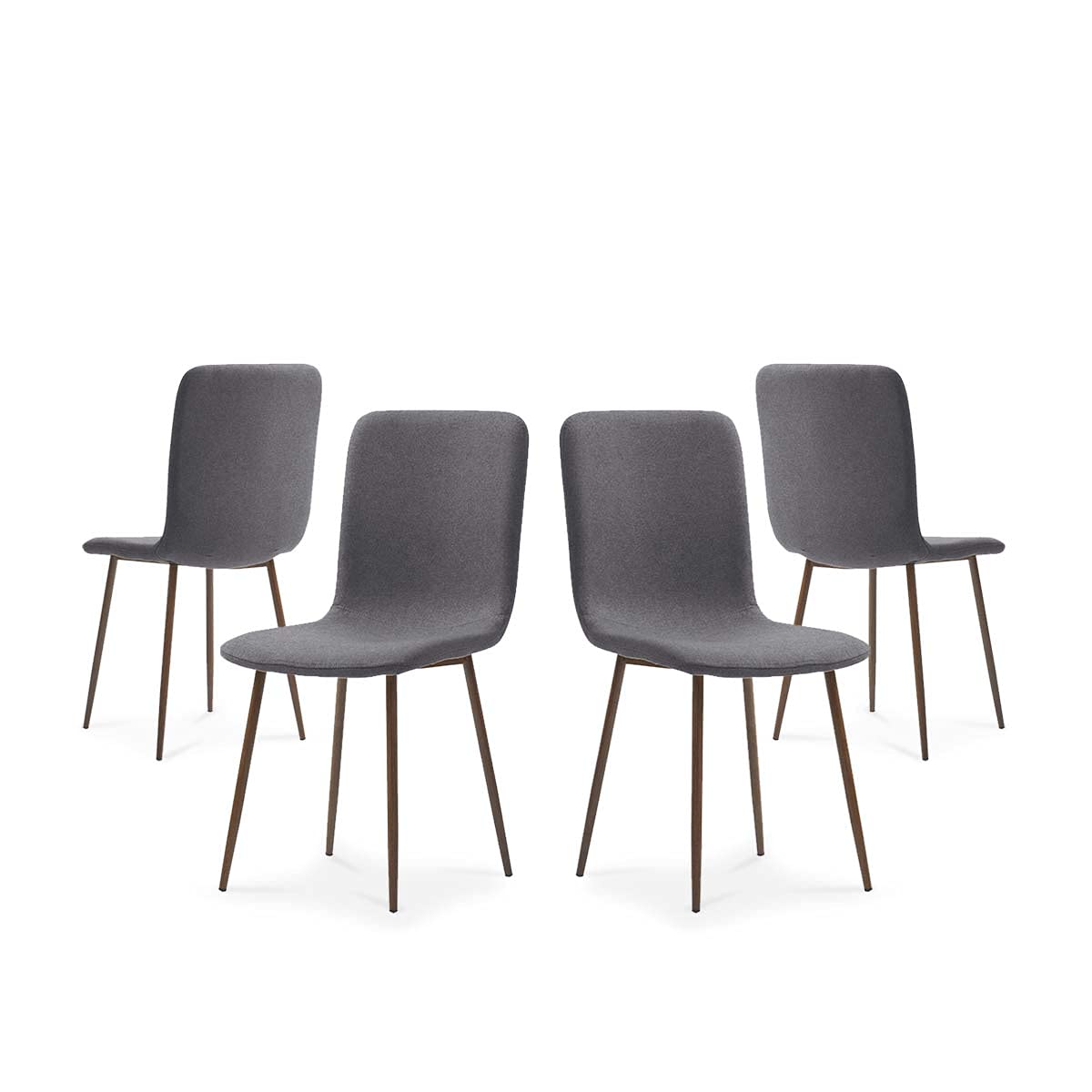 Sochic Silla Hanoi de Comedor Gris Obscuro con Patas de Metal Efecto Madera, Tapizada con Tela Lino y Estructura de Metal