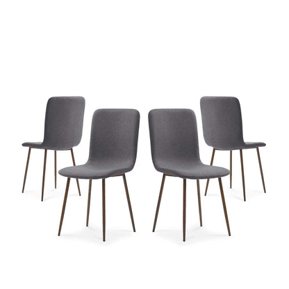 Sochic Silla Hanoi de Comedor Gris Obscuro con Patas de Metal Efecto Madera, Tapizada con Tela Lino y Estructura de Metal
