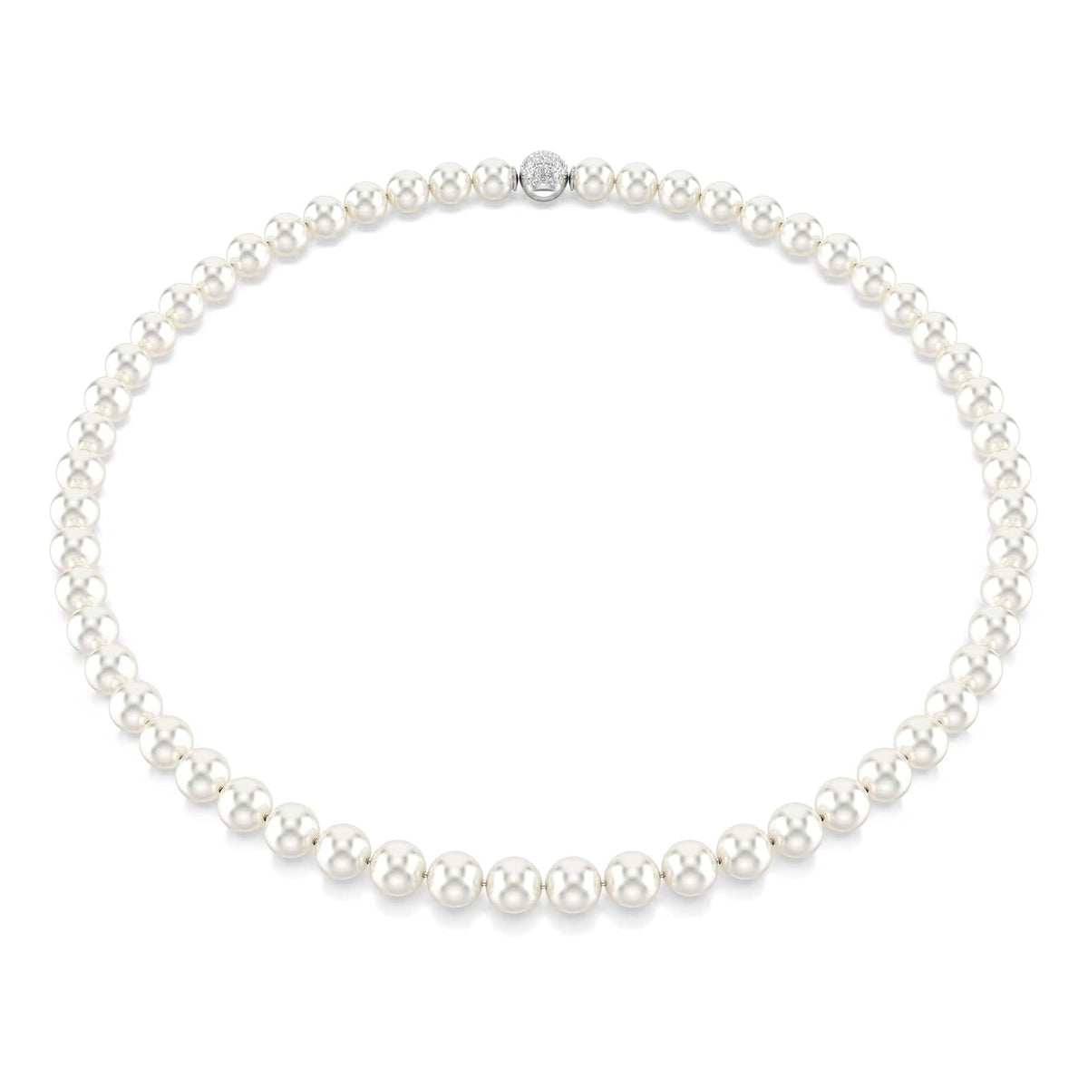 Collar Swarovski Matrix, perla de vidrio, blanco, baño de rodio