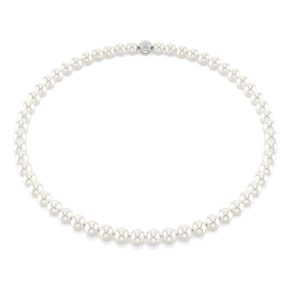 Collar Swarovski Matrix, perla de vidrio, blanco, baño de rodio