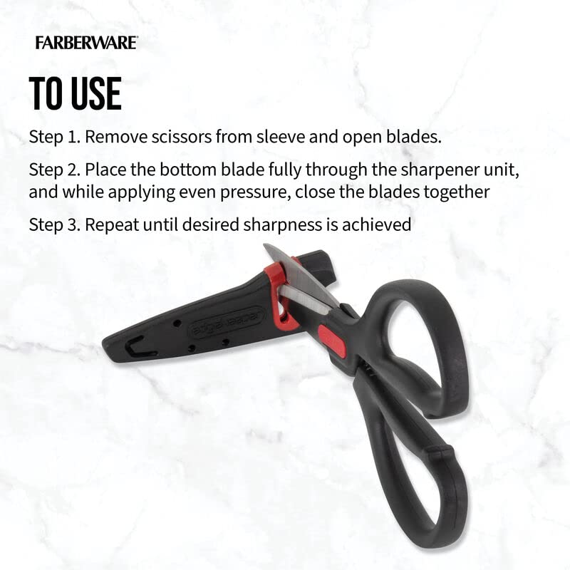 Farberware Tijeras multiuso de acero inoxidable autoafilables con funda Edgekeeper