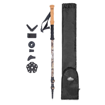 Cascade Mountain Tech - Bastones de Trekking - Monopod de Fibra de Carbono para Caminar o Senderismo con Accesorios y Cierres rápidos Ajustables - Mossy Oak Elements - Patrón de contorno