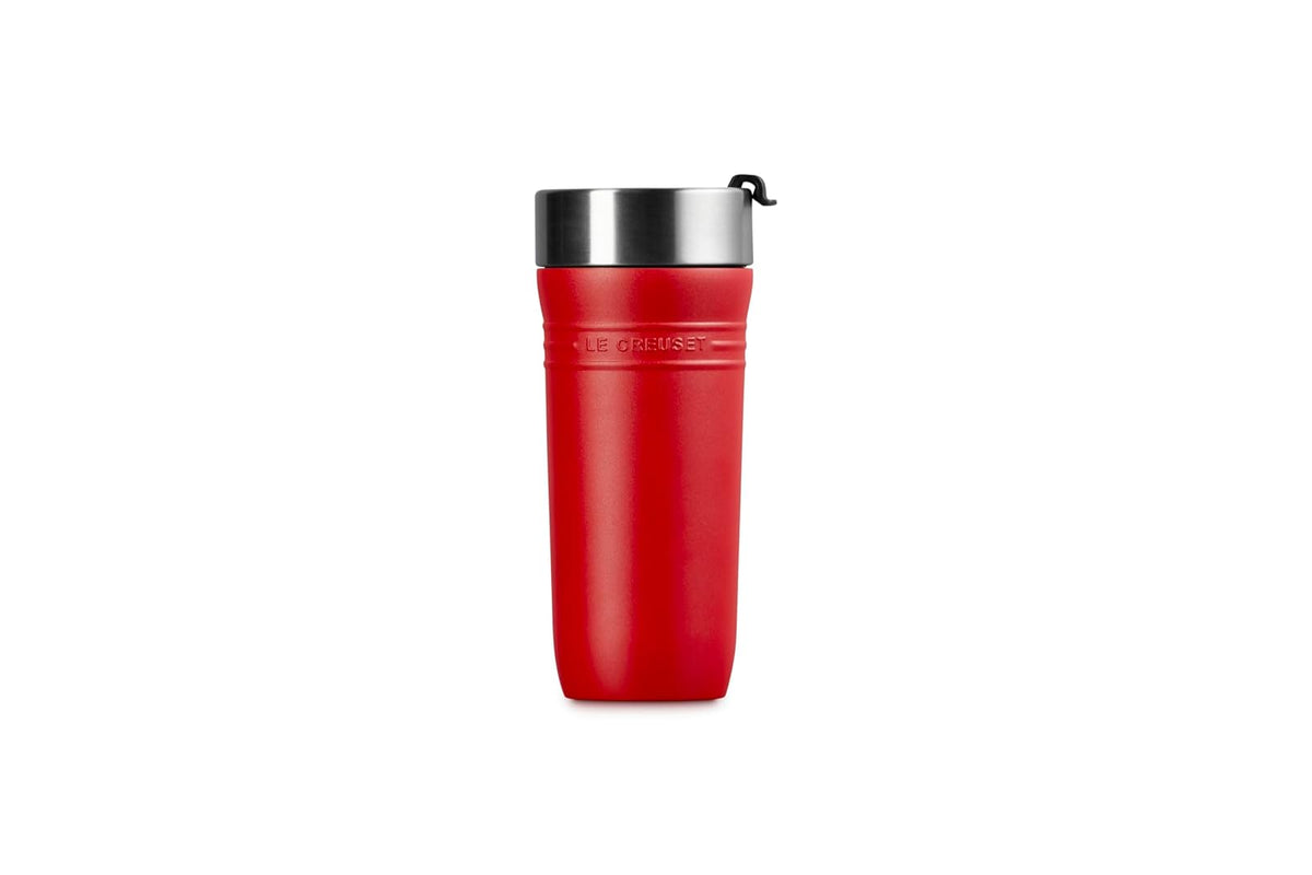 Le Creuset Taza de viaje de acero inoxidable para llevar, 12 onzas, cerise