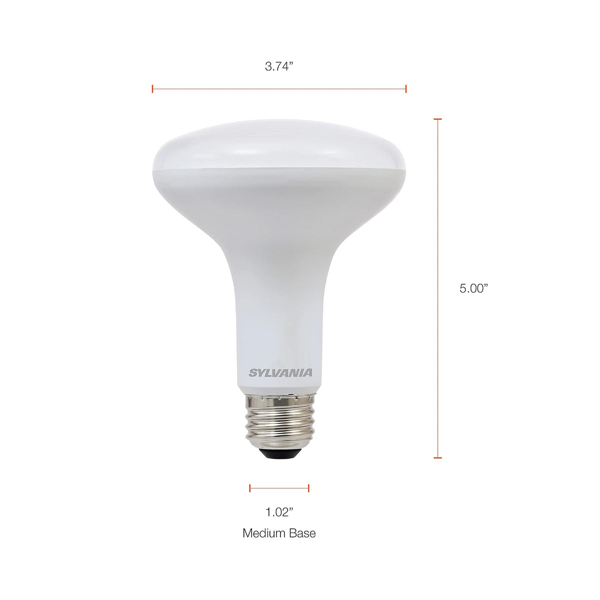 SYLVANIA - foco LED de inundación, equivalente a 65 W BR30, eficiente 8 W *, 10 años, regulable, acabado esmerilado, 650 lúmenes, blanco (40337), 2 unidades (paquete de 1)