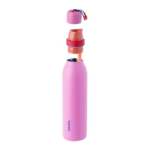 Owala FreeSip Twist - Botella de agua de acero inoxidable con popote para deportes y viajes, sin BPA, 24 onzas, ponche de frutas