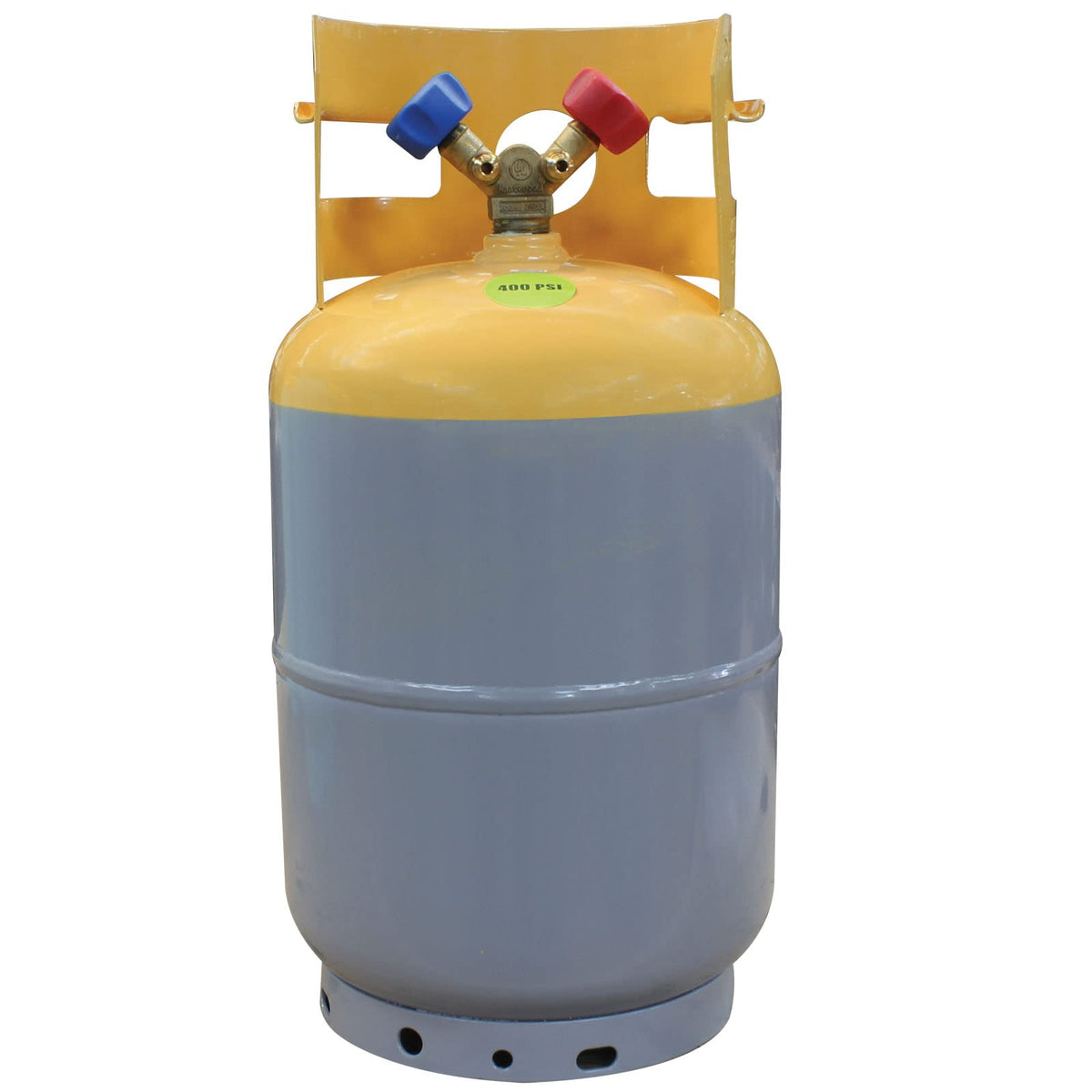 Mastercool Tanque de Recuperación de Refrigerante 30 LB, Gris/Amarillo, sin Interruptor de Flotador, 62010