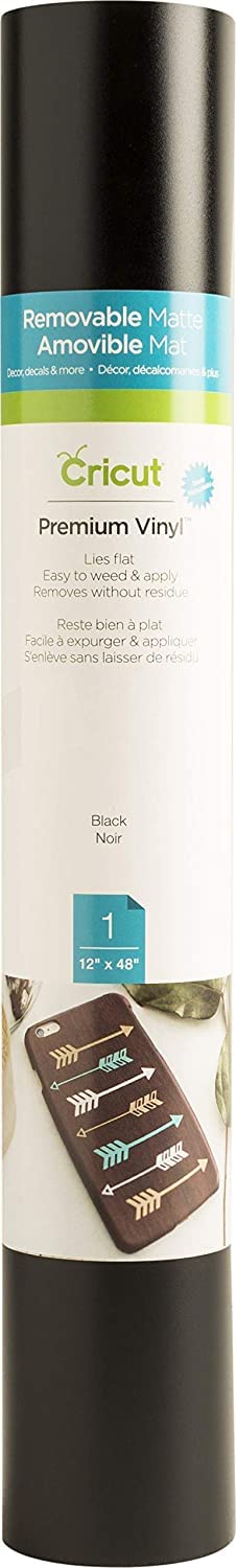 Cricut Vinilo extraíble de alta calidad para todas las máquinas de corte Cricut, vinilo sin residuos para manualidades, calcomanías de pared, calcomanías, decoración en casa y más, color negro