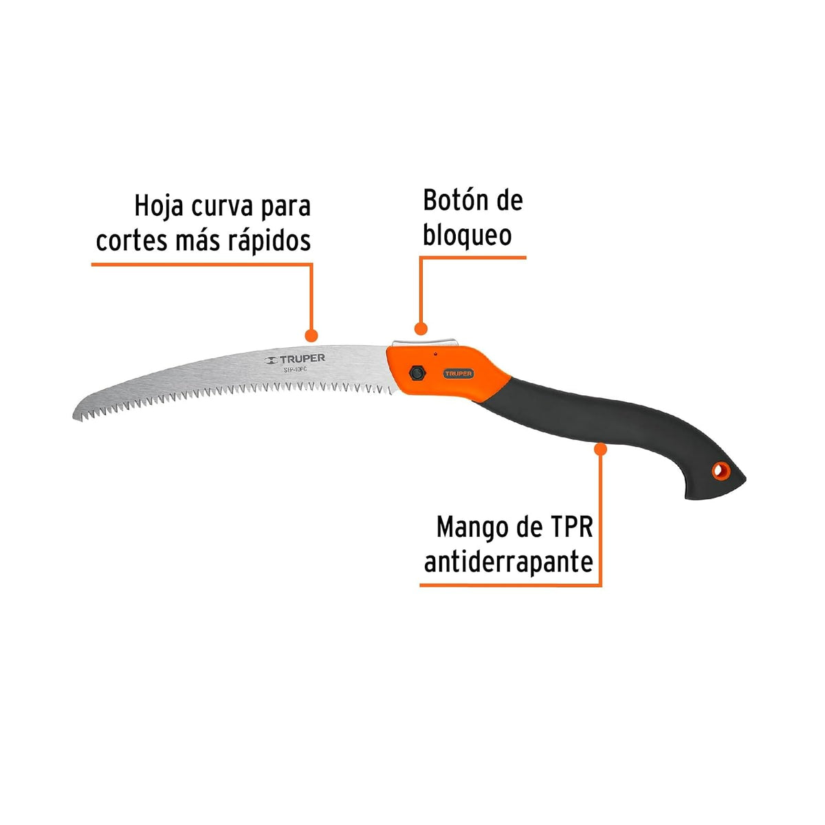 Truper STP-10PC, Sierra plegable de 10', hoja curvada