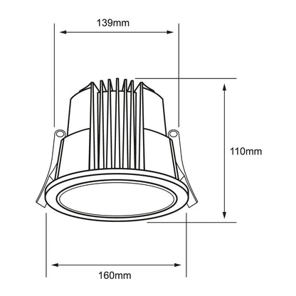 Tecnolite Lámpara Downlight LED Empotrable 35 W, Luz Blanca Configurable, Atenuable, IP54, LED integrado