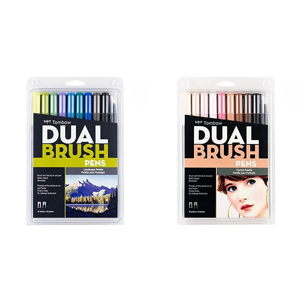 Tombow Dual Brush Pen Marcadores Artísticos de Doble Punta - Paisaje - Paquete de 10 unidades - Marcadores Artísticos + Rotuladores
