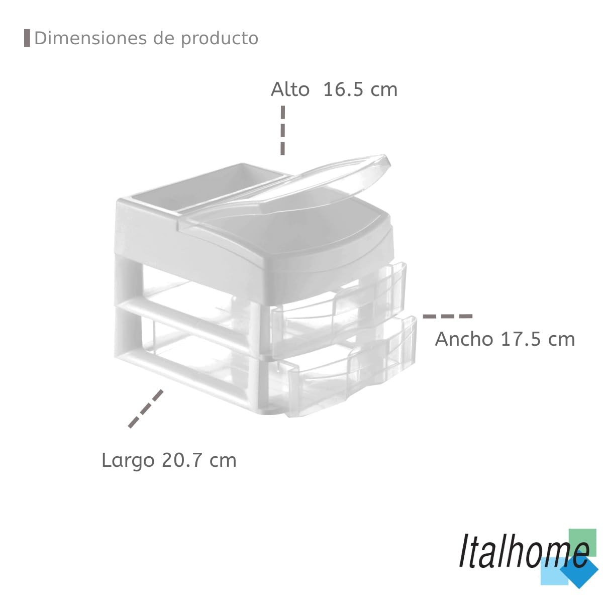 Italhome Cajonera De Plástico, Mini Organizador De Escritorio Multiusos con 2 Cajones Transparentes Sesia