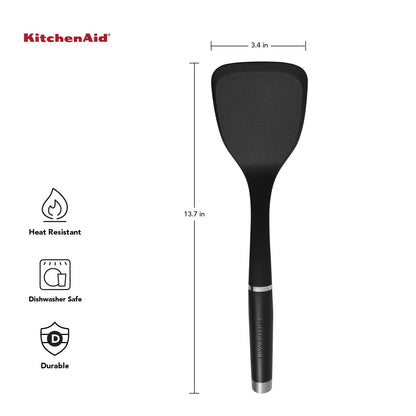 KitchenAid KO001OHOBA Gourmet - Espátula (34 cm), color negro | Negro, cabeza grande de giro, resistente al calor, material nailon con fibra de vidrio