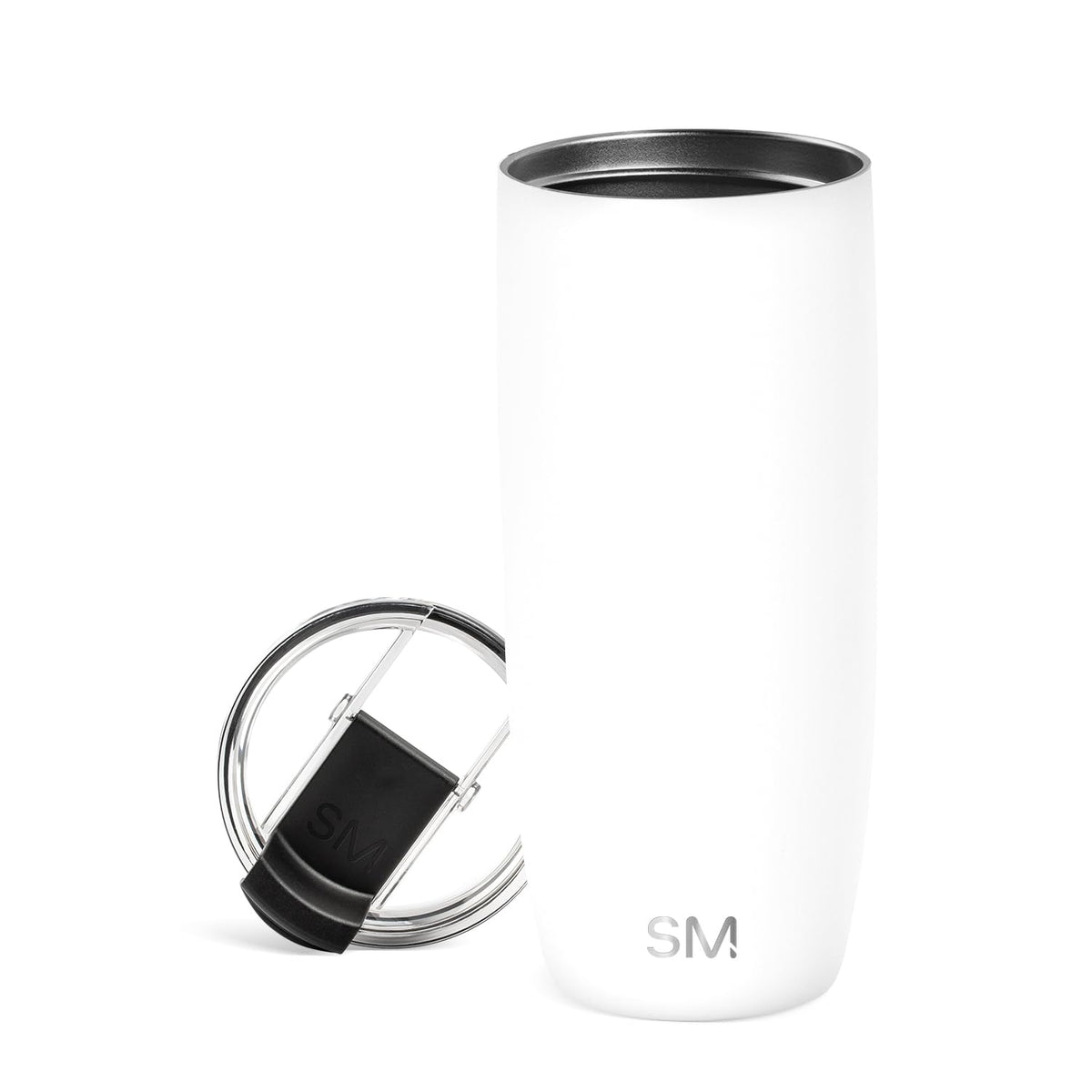 Simple Modern Voyager - Taza de Viaje con Tapa Abatible, Acero Inoxidable, Popotes Incluidos - 590ml - -Winter White