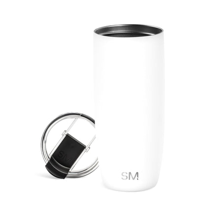 Simple Modern Voyager - Taza de Viaje con Tapa Abatible, Acero Inoxidable, Popotes Incluidos - 590ml - -Winter White