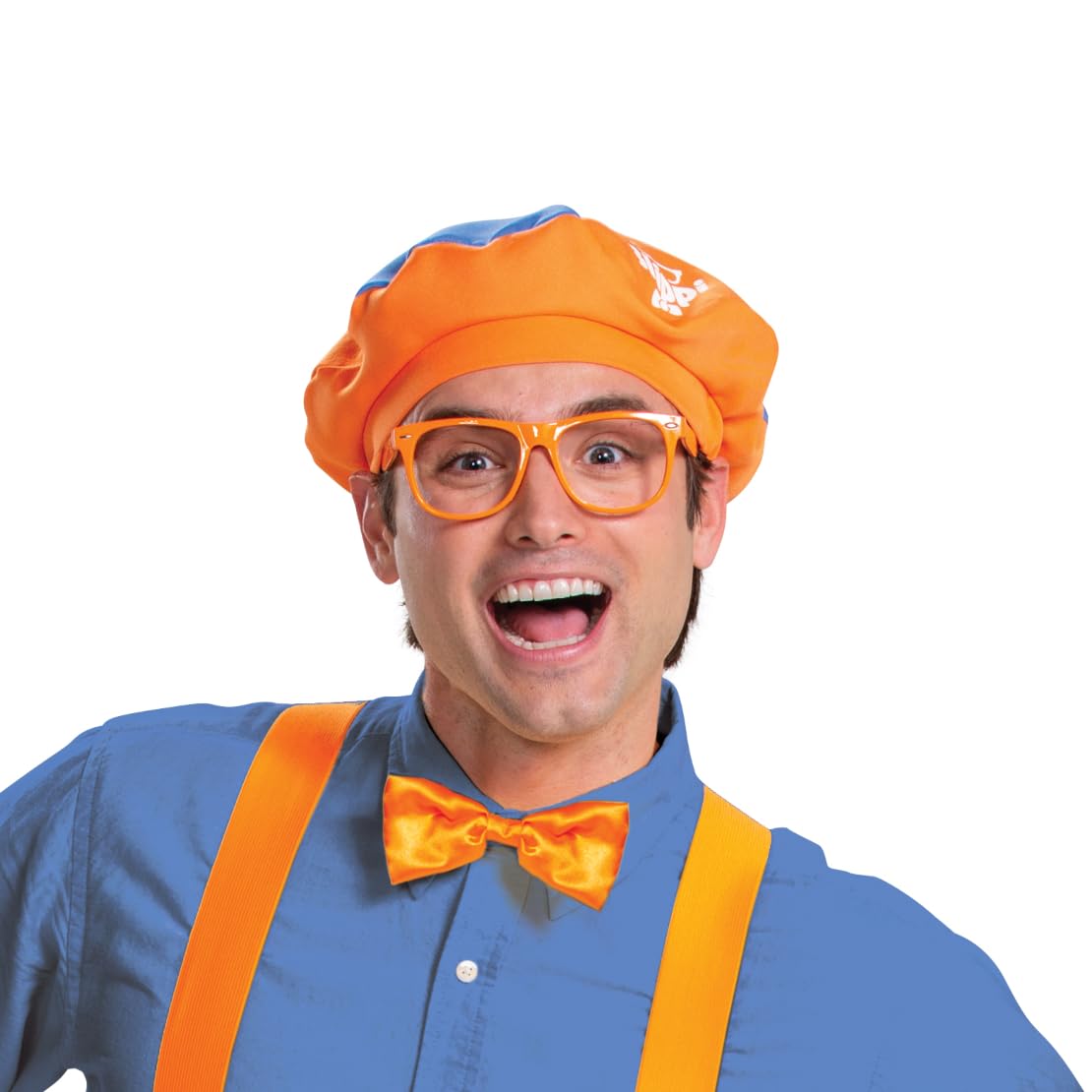 Disguise - Kit oficial de Blippi para hombre, con sombrero, anteojos y accesorios de corbatín, talla única, Anaranjado, azul, blanco, Talla única