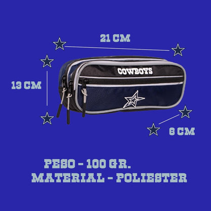 Truzt Lapicera NFL Dallas Cowboys Estuche Escolar Deportivo Niño Compartimento Sencillo Poliéster Resistente Azul