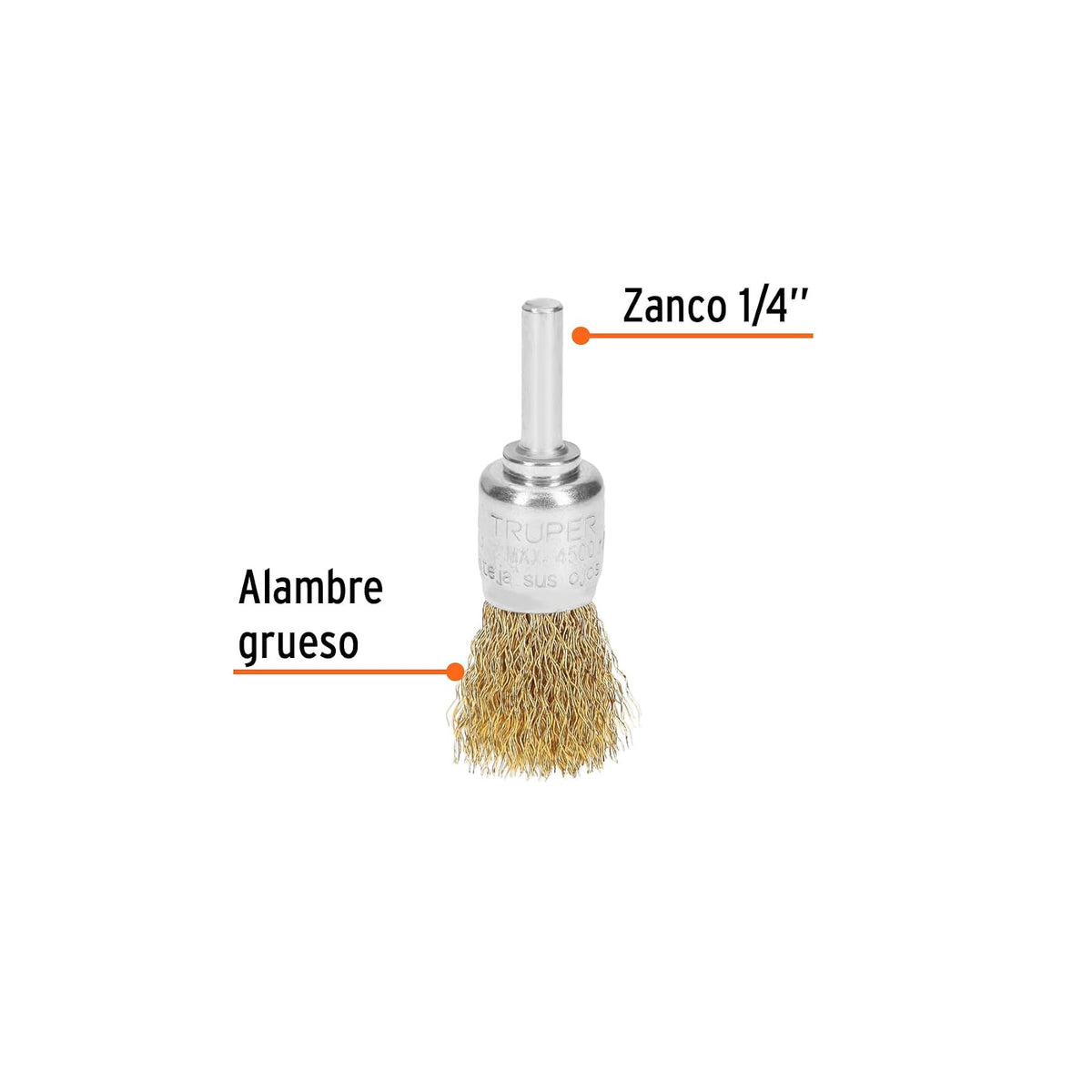 Truper COM-3/4, Carda de copa, alambre grueso, 3/4" para taladro